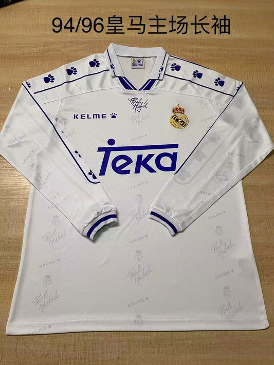 Retro Real Madrid Home Long Fans Football Jersey 1994 1995 1996
