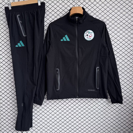 Algeria Windbreaker Sets With Pants Black Football Jersey 2025/2026