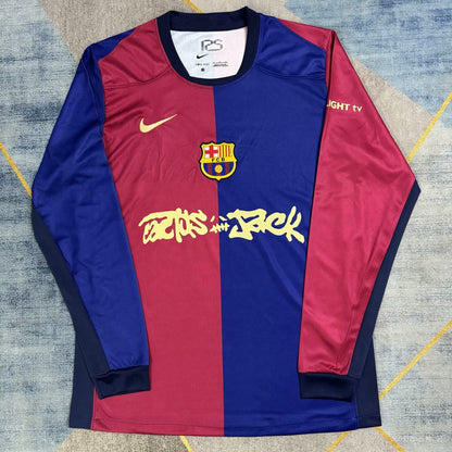Barcelona Home Long Travis Scott Co Branded Version Special Edition Fans Football Jersey 2025/2026