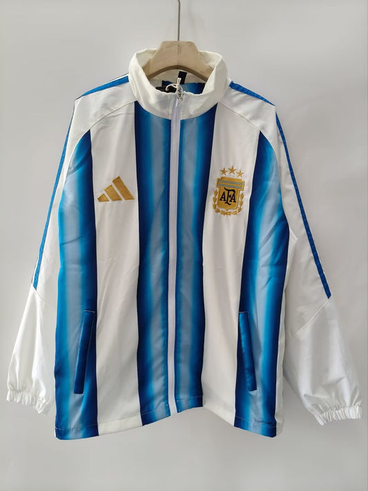 Argentina Windbreaker Sets With Pants Blue White Football Jersey 2026/2027