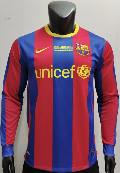 Retro Barcelona Champion Home Long Football Jersey 2010/2011