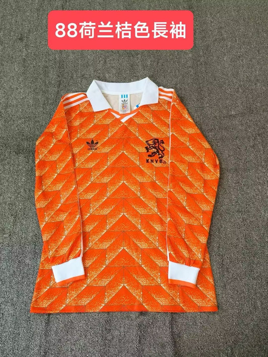 Retro Netherlands Home Long Football Jersey 1988