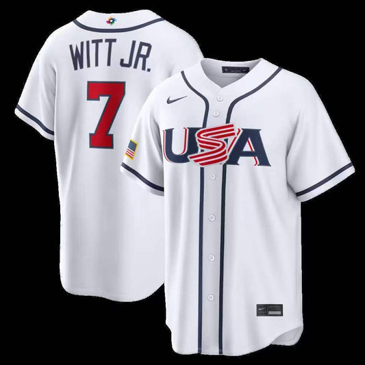 MLB USA White #7 WITT JR. Baseball Jerseys World Cup