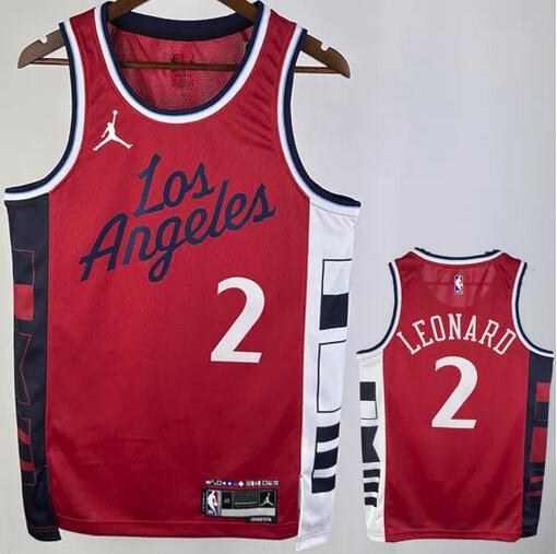 Clippers LEONARD #2 Red NBA Jerseys 2024/2025