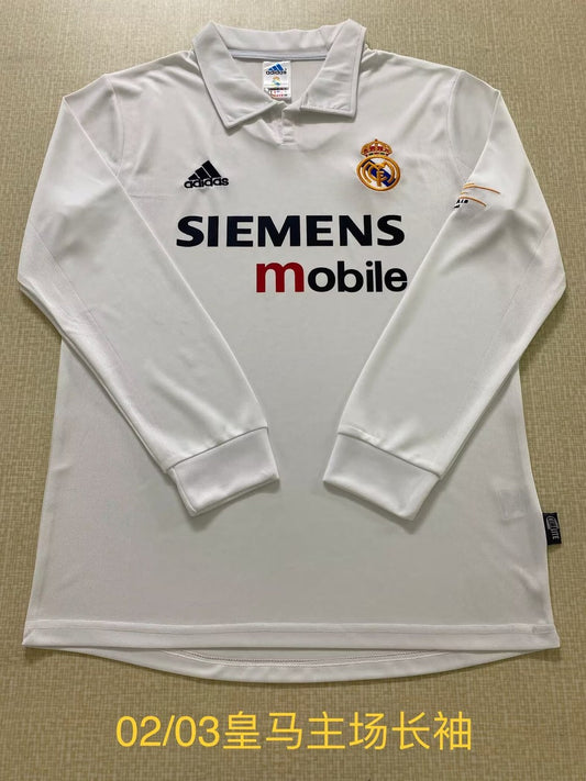 Retro Real Madrid Home Long Sleeve Football Jersey 2002/2003