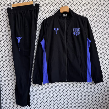 Barcelona Windbreaker Sets With Pants Black Football Jersey 2025/2026