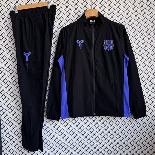 Barcelona Windbreaker Sets With Pants Black Football Jersey 2025/2026