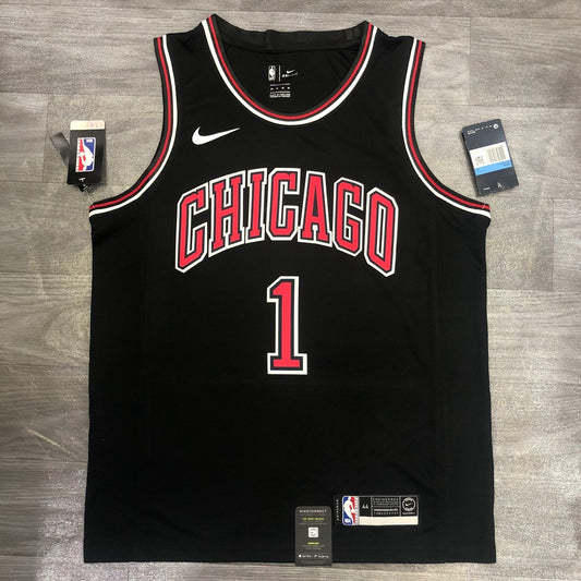 NBA Bulls Crew Neck Black No.1 Rose Ribbon Chip