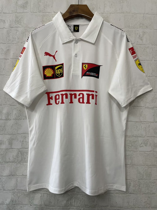 F1 Ferrari White Polo Short Sleeve Racing Suit 2026
