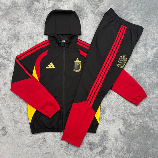 Belgium Windbreaker Sets With Pants Black Football Jersey 2026/2027
