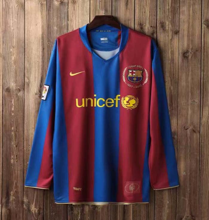 Retro Barcelona Home Long Sleeve Football Jersey 2007/2008