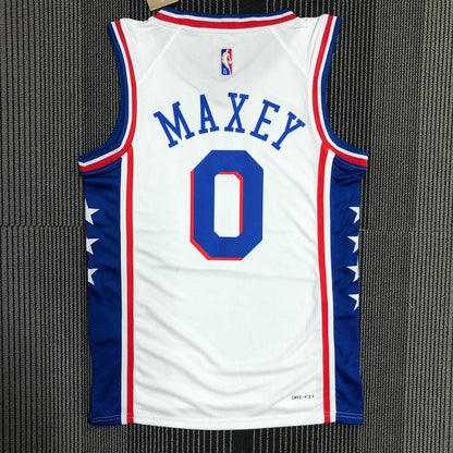 Philadelphia 76Ers White #0 MAXEY NBA Season Jerseys 75 Year