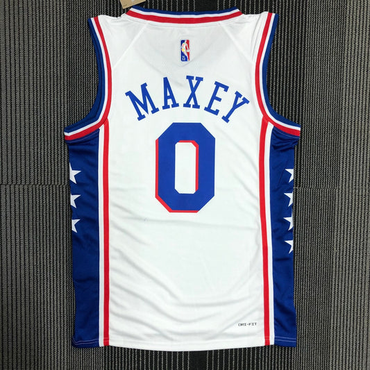 Philadelphia 76Ers White #0 MAXEY NBA Season Jerseys 75 Year