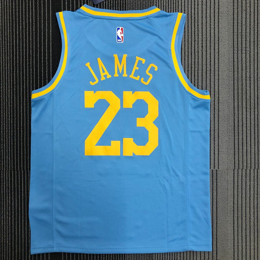 Los Angeles Lakers Round Neck MPLS Blue #23 JAMES NBA Season Jerseys