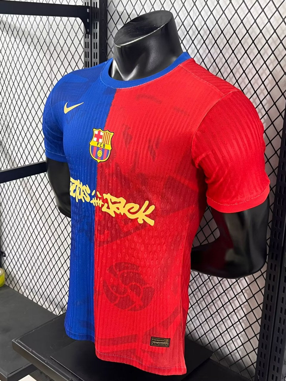 Barcelona Home Long Travis Scott Co Branded Version Special Edition Player Football Jersey 2025/2026