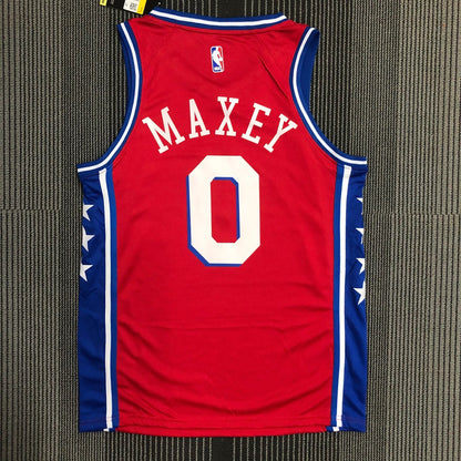 Philadelphia 76Ers Red #0 MAXEY NBA Season Jerseys