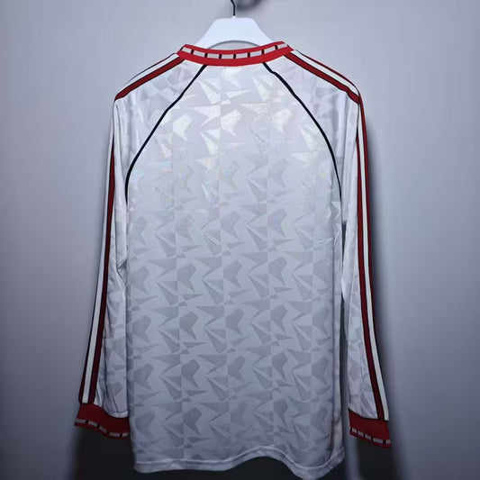 Retro Manchester United Long Sleeve White Football Jersey 1990/1991