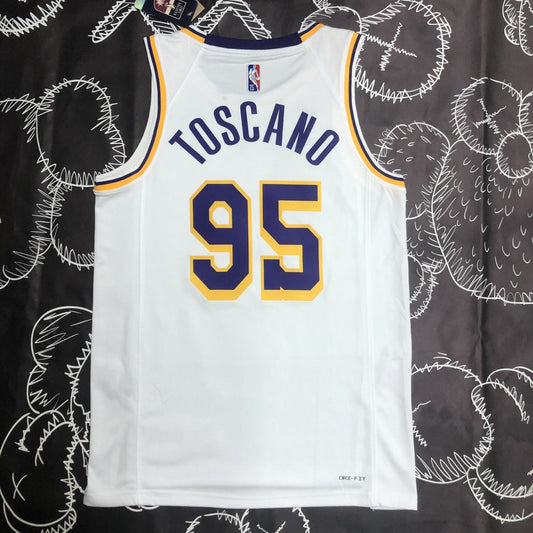 Los Angeles Lakers 75 Year White #95 TOSCANO NBA Season Jerseys
