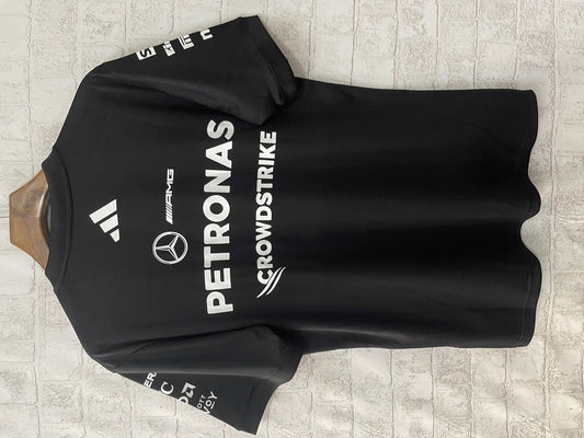 F1 Mercedes Black Round Neck Short Sleeve Racing Suit 2025