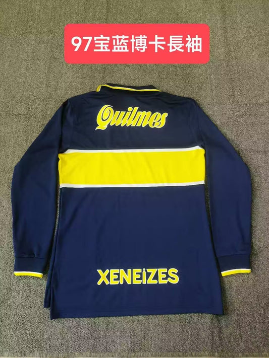 Retro Boca Juniors Home Long Fans Football Jersey 1997
