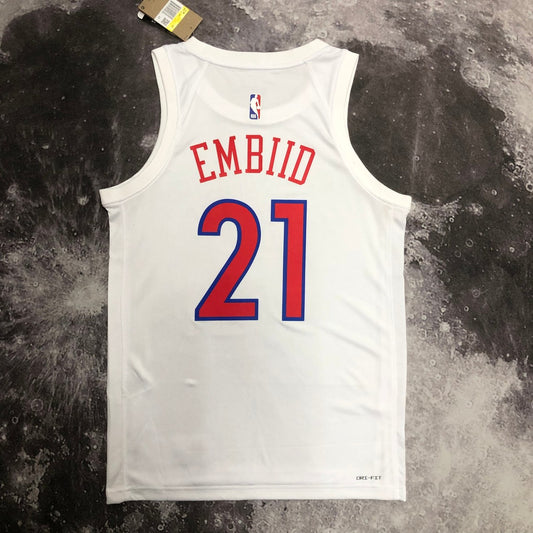 Philadelphia 76Ers City Edition White #21 EMBIID NBA Season Jerseys 2023