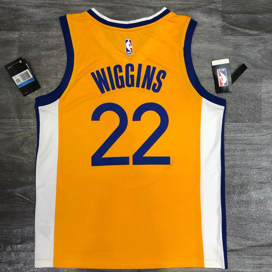 Golden State Warriors V-neck Yellow JORDAN #22 WINGGINS NBA Season Jerseys 2021
