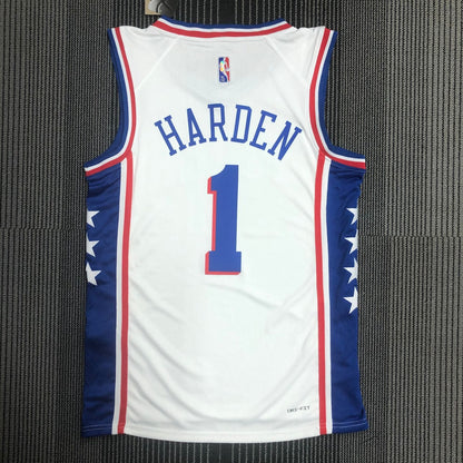 Philadelphia 76Ers White #1 HARDEN NBA Season Jerseys 75 Year