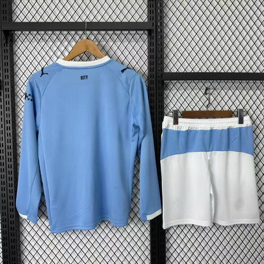 Manchester City Home Long With Pants Sets Fans Football Jersey 2025/2026