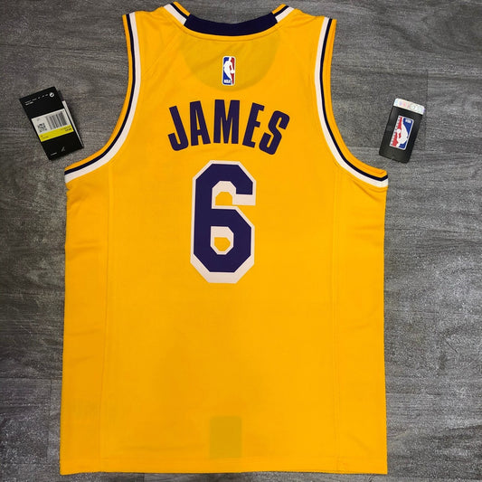 Los Angeles Lakers Yellow Round-Neck 6 JAMES NBA Jerseys