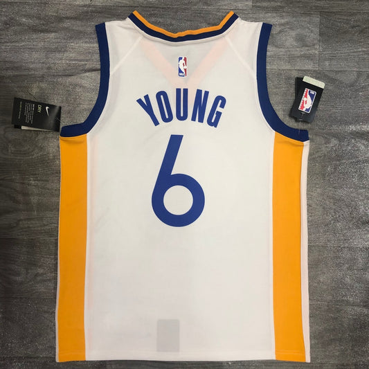 Golden State Warriors White V-Neck #6 YOUNG1:1 Quality NBA Season Jerseys 2020