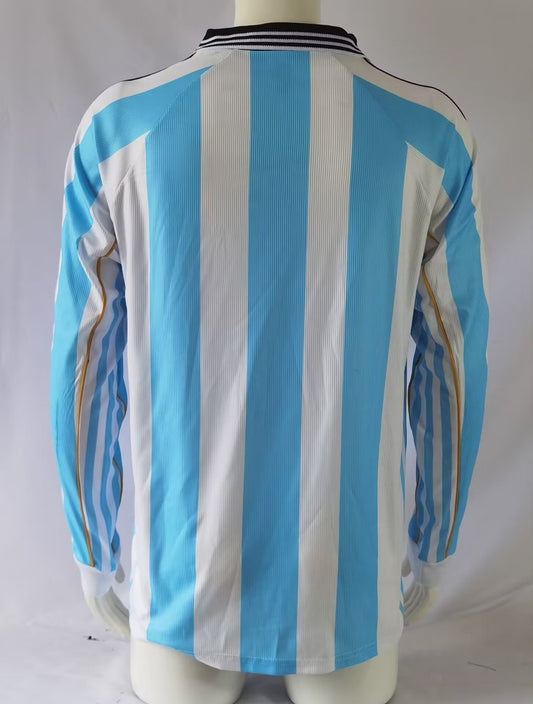 Retro Argentina Home Long Sleeve Football Jersey 1998