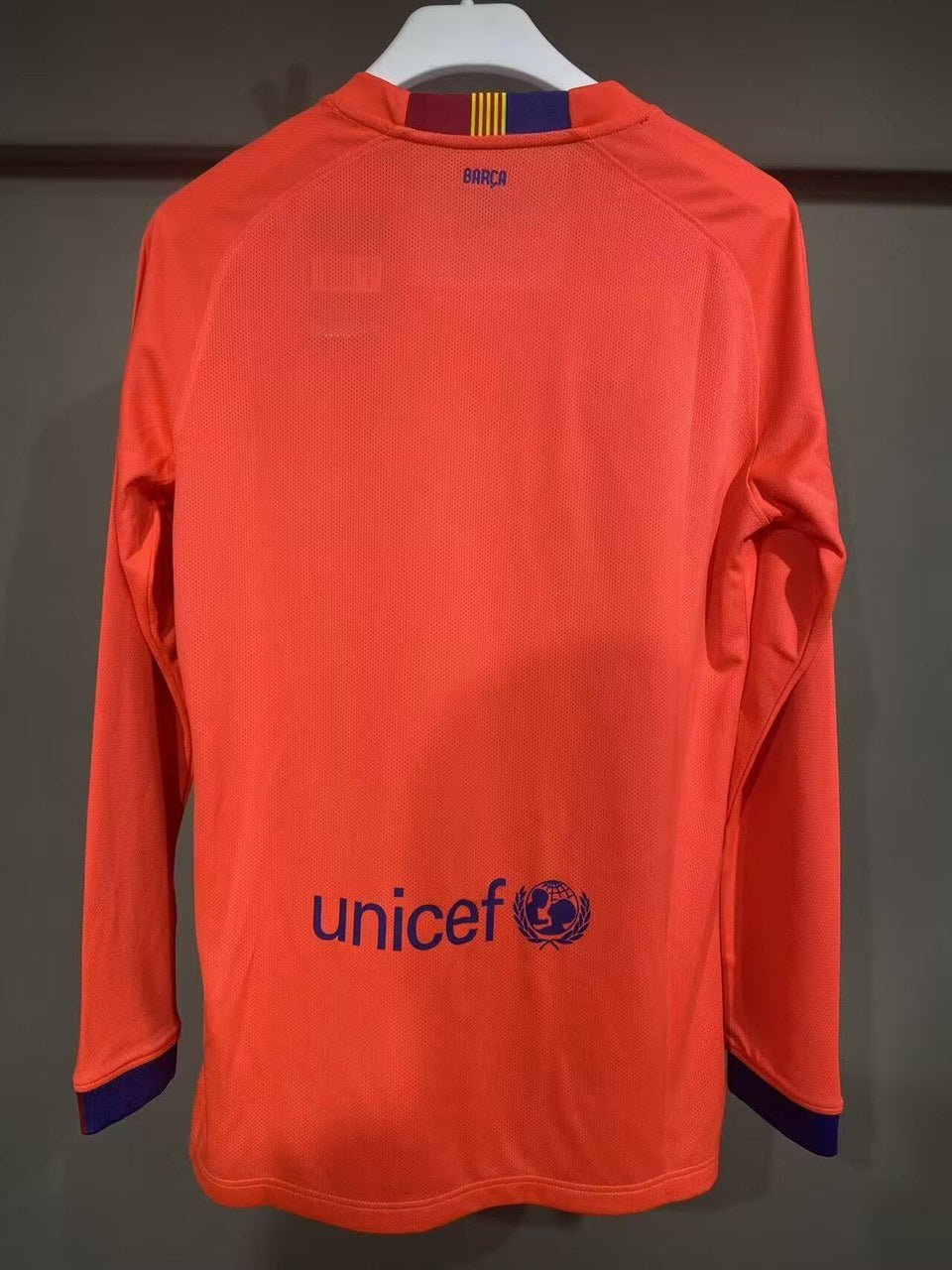 Retro Barcelona Away Long Sleeve Player Football Jersey 2014/2015