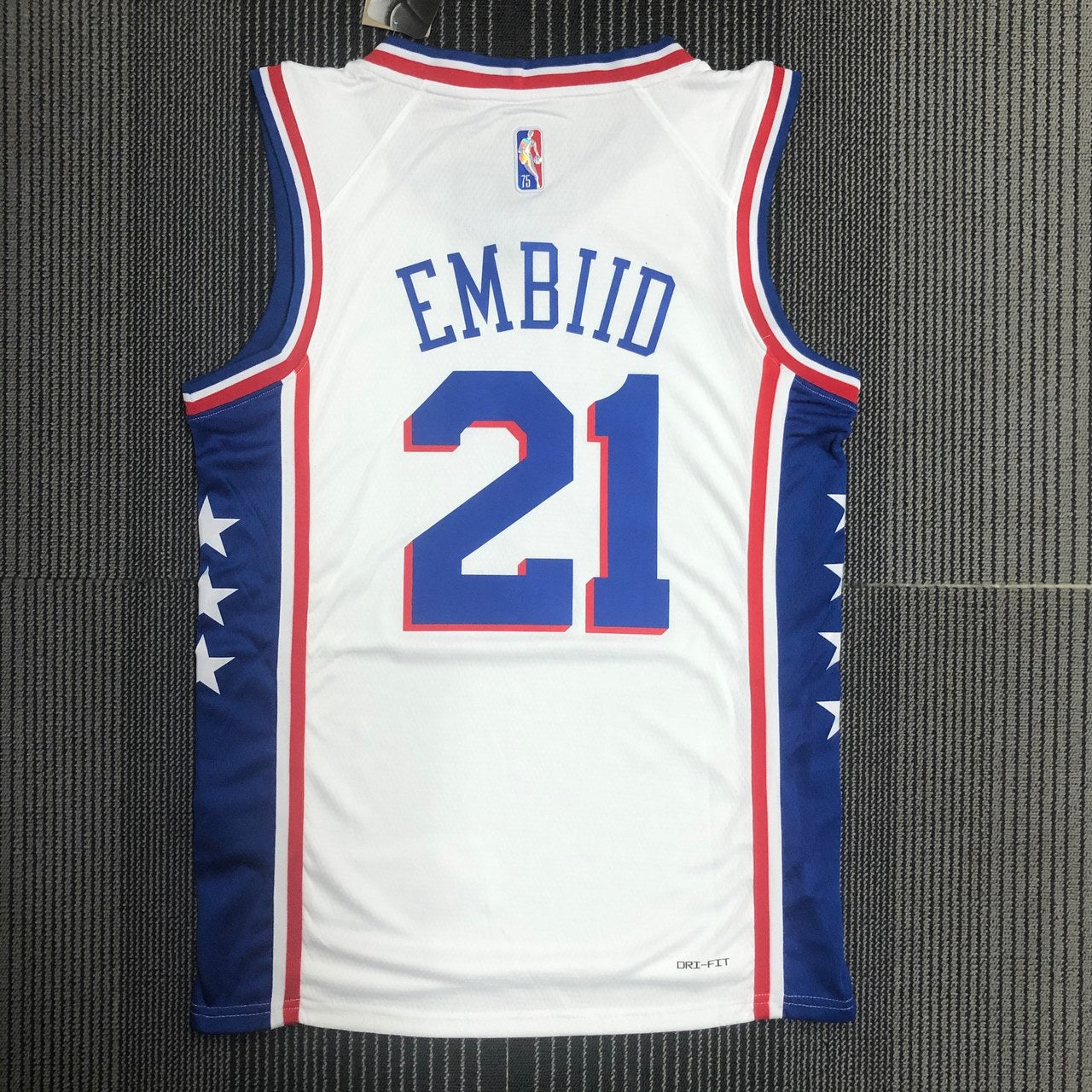 Philadelphia 76Ers White #21 EMBIID NBA Season Jerseys 75 Year