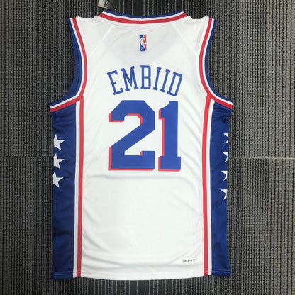 Philadelphia 76Ers White #21 EMBIID NBA Season Jerseys 75 Year