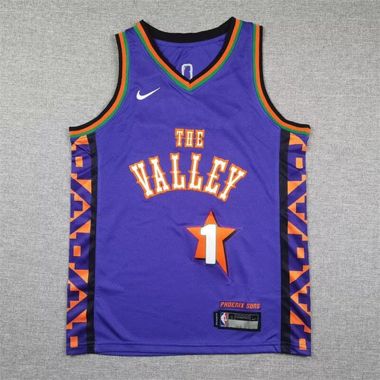 Phoenix Suns Kids City Edition Purplr #1 BOOKER NBA Jerseys