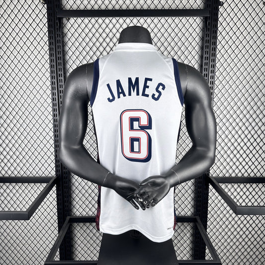 USA Los Angeles Lakers White #6 JAMES NBA Jerseys 2024 Olympic Games