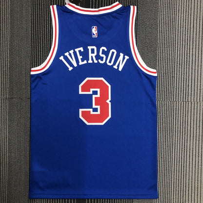 Philadelphia 76Ers Retro Blue #3 IVERSON NBA Season Jerseys