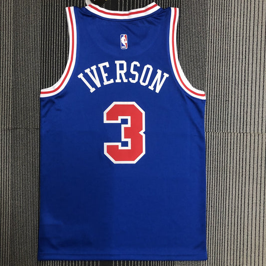 Philadelphia 76Ers Retro Blue #3 IVERSON NBA Season Jerseys