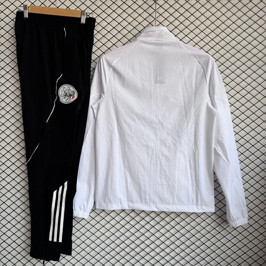 Ajax Windbreaker Sets With Pants White Football Jersey 2025/2026