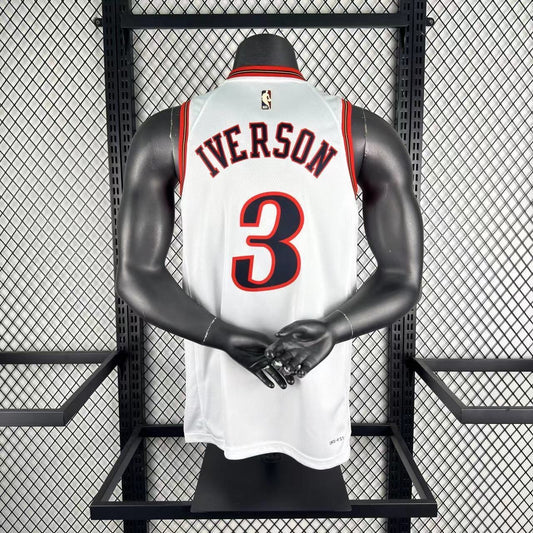Philadelphia 76Ers Retro White #3 IVERSON NBA Season Jerseys 2026