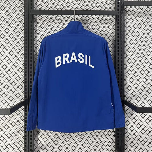 Brazil Windbreaker Blue Football Jersey 1998