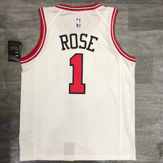 NBA Bulls Crew Neck White No. 1 Ross With Chip