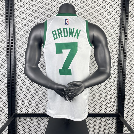 Retro Boston Celtics 75 Year White #7 BROWN NBA Jerseys 2022
