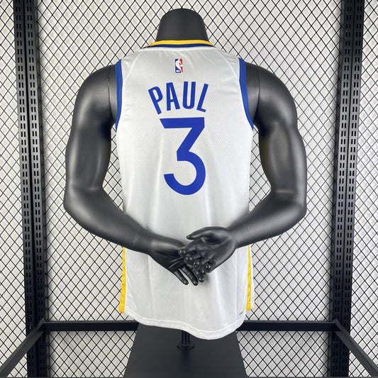 Golden State Warriors V-neck White#3 PAUL NBA Season Jerseys 2023