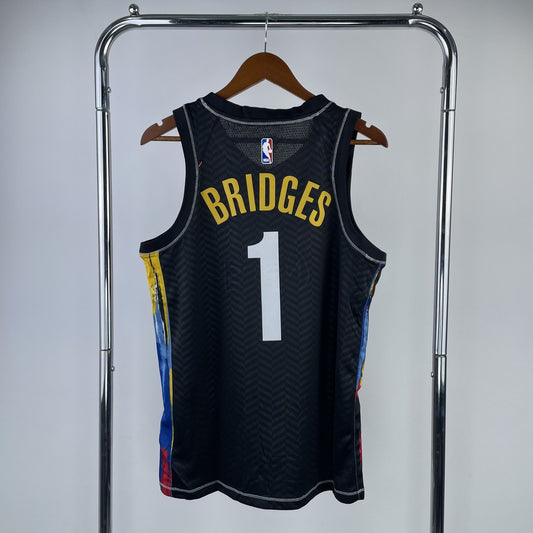 Brooklyn Nets Graffiti Black #1 BRIDGES NBA Season Jerseys