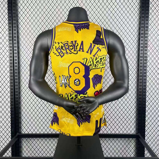 Los Angeles Lakers SW Graffiti Kobe #24 BRYANT Yollow Retro NBA Jersey 1996/1997