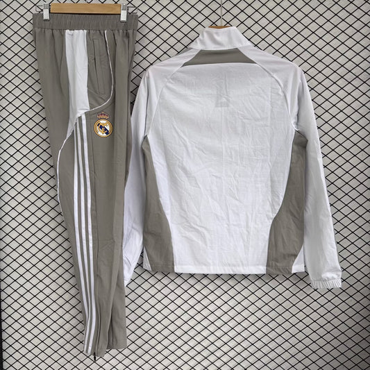 Real Madrid Windbreaker Sets With Pants White Football Jersey 2025/2026