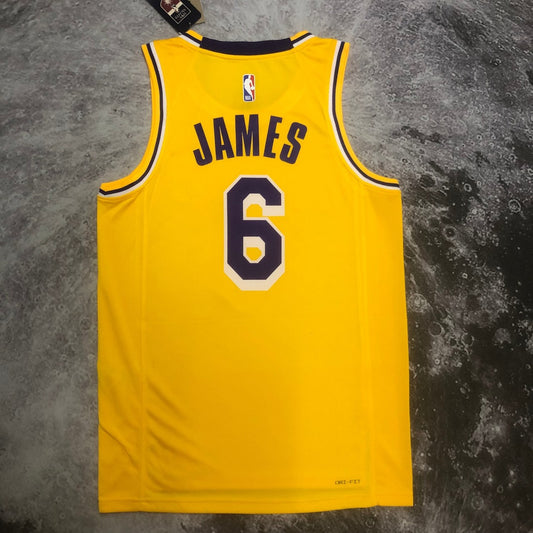 Los Angeles Lakers Yellow #6 James Round Neck NBA Season Jerseys 2023