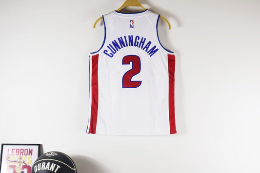 Detroit Pistons Kids White #2 CUNNINGHAM NBA Jerseys