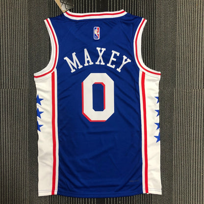 Philadelphia 76Ers Blue #0 MAXEY NBA Season Jerseys 75 Year